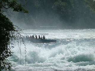 Boat ride to the rock in the center of the Rhine Falls